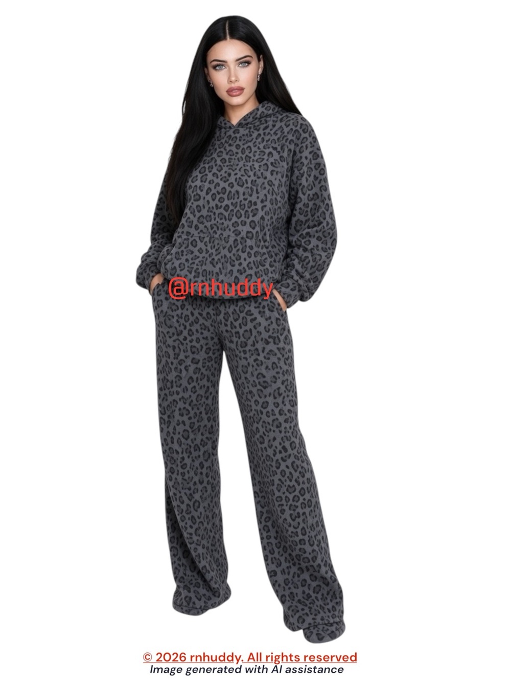 NWOT Comfrt XL panther oversized hoodie & straight leg sweatpants set